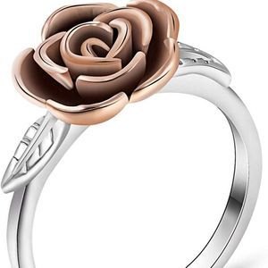 Stainless Steel Rose Flower Style Promise Statement Party Ring